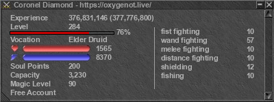 Signature for player Coronel Diamond