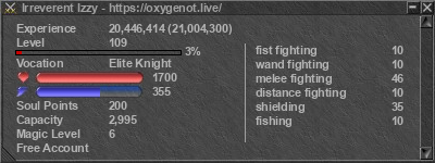 Signature for player Irreverent Izzy