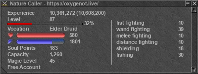 Signature for player Nature Caller