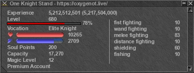 Signature for player One Knight Stand