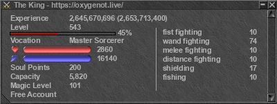 Signature for player The King